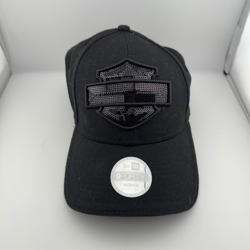Harley-Davidson Hat Women OSFM Black New Sequin Logo New Era 9FORTY Snapback Cap